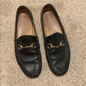 Gucci men’s black leather loafer. 45.5